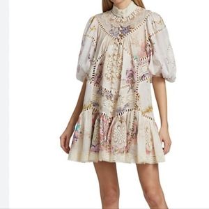 Zimmermann Jude Lace Floral Button front mini dress NWT
